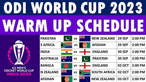 icc cricket world cup warm up matches 2023